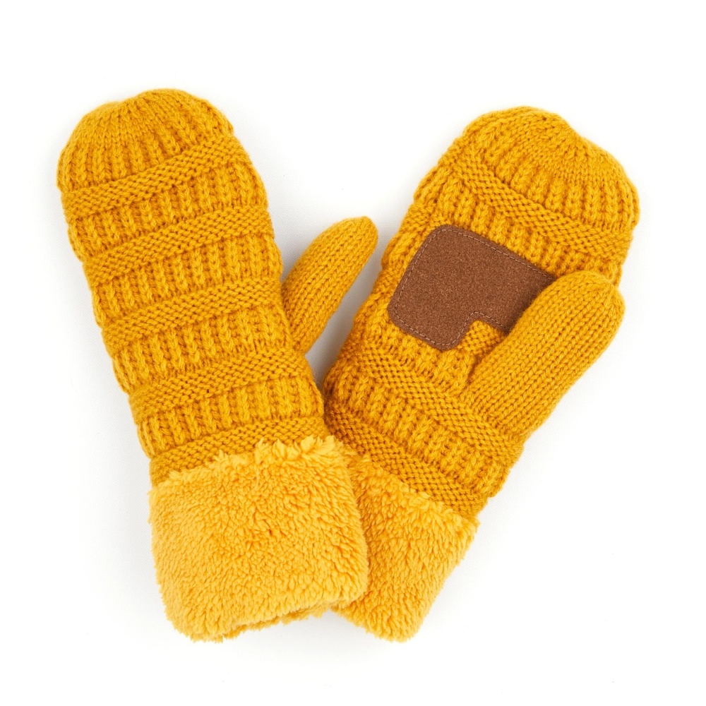 C.C Kids Ribbed Knit Mitten Gloves